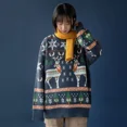 thumbnail image 3 of Suéter ins para niñas, abrigo grueso para amantes del invierno, estilo puerto, versión coreana de prendas de punto navideñas holgadas y perezosas, 3 of 5