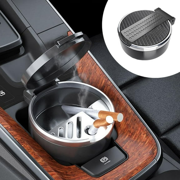 Compact Car Ashtray with Secure Lid Odor ABS Material Fits Vehicle Cup Holders for Clean Driving Experience
