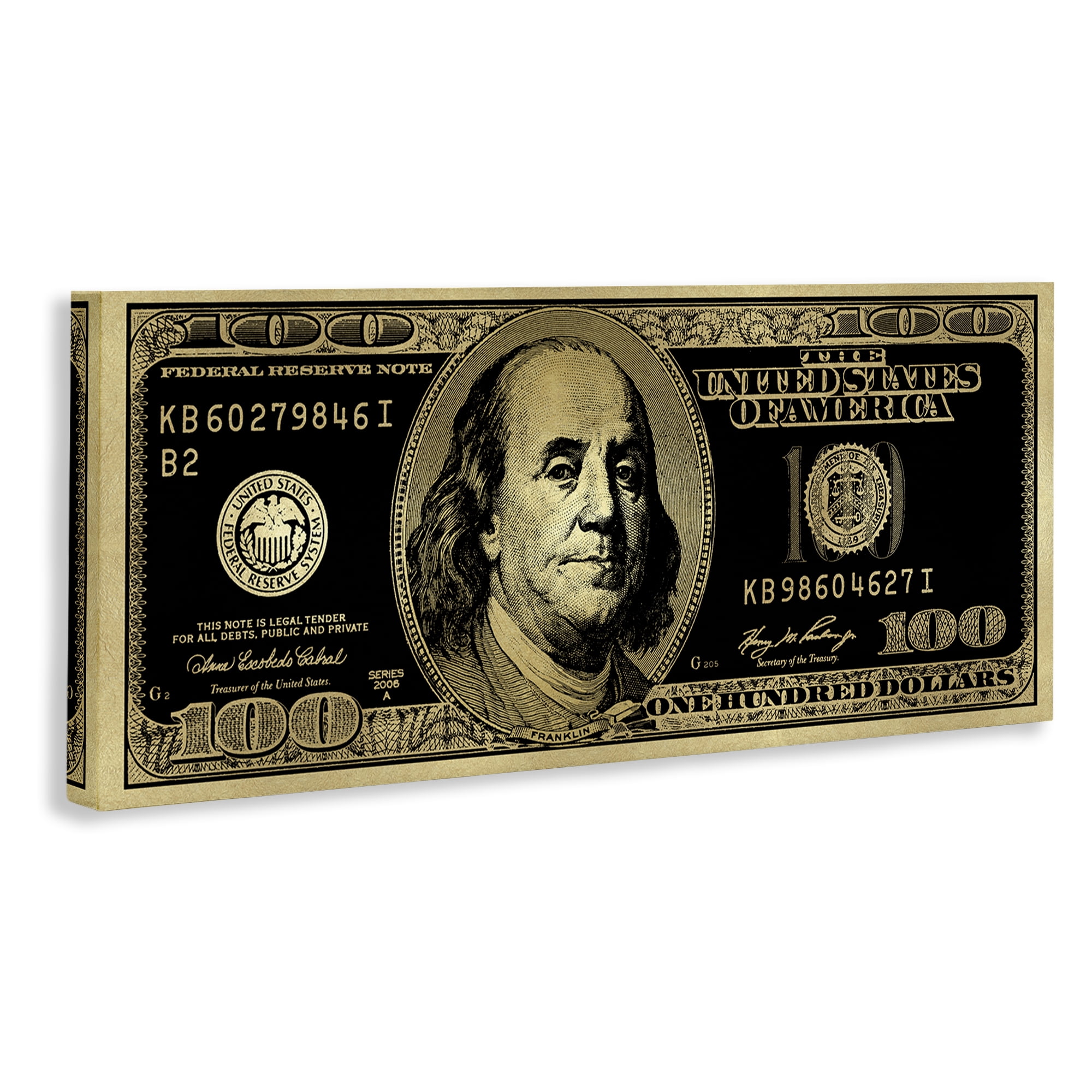 Stupell Industries Inverted Hundred Bill Novelty & Humor Painting Wrapped Canvas Art Print Wall Art, 48 x 20