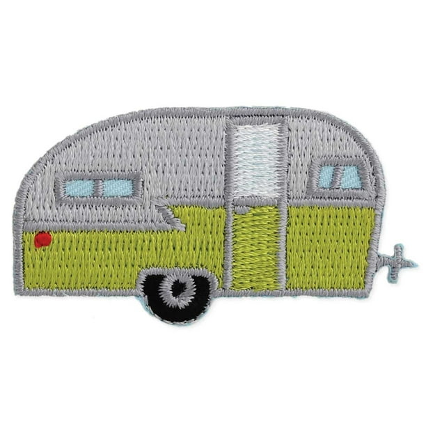 Zad Happy Camper Embroidered Iron On Patch Applique, Multi