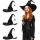 thumbnail image 1 of 3 Pcs Halloween Witch Hats Black Spider Bat Witch Hat Large Ruched Hats Women Costume Accessory for Halloween Cosplay Party, 1 of 4