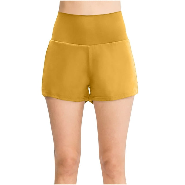 AherBiu Workout Shorts Women High Waisted Wide Leg Loose Solid Color Quick Dry Running Gym Athletic Shorts with Pocket