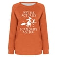 thumbnail image 4 of DeHolifer Why Yes,Actually I Can Drive A Stick T-Shirt Women Witch Halloween Lover Sweatshirt Long Sleeve Pullover Tunic Tops Orange M, 4 of 4