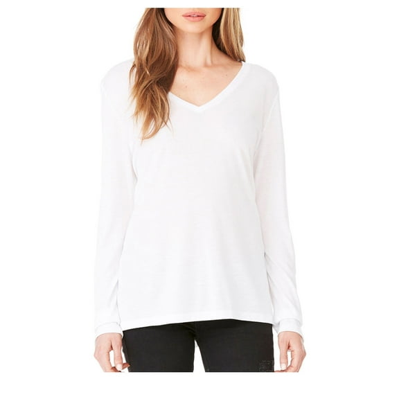 Bella Canvas Women's Flowy Side Seamed Drapey V-Neck T-Shirt, Style B8855