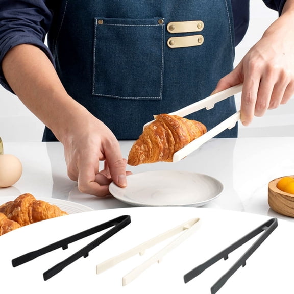 Heat-resistant Silicone Barbecue Tongs with Stand, Non-slip Full-coverage Food Clip, for Korean Grilling, Serving Hot Dishes, Kitchen and Camping Use, Black, 1 Pc, by IHXORA