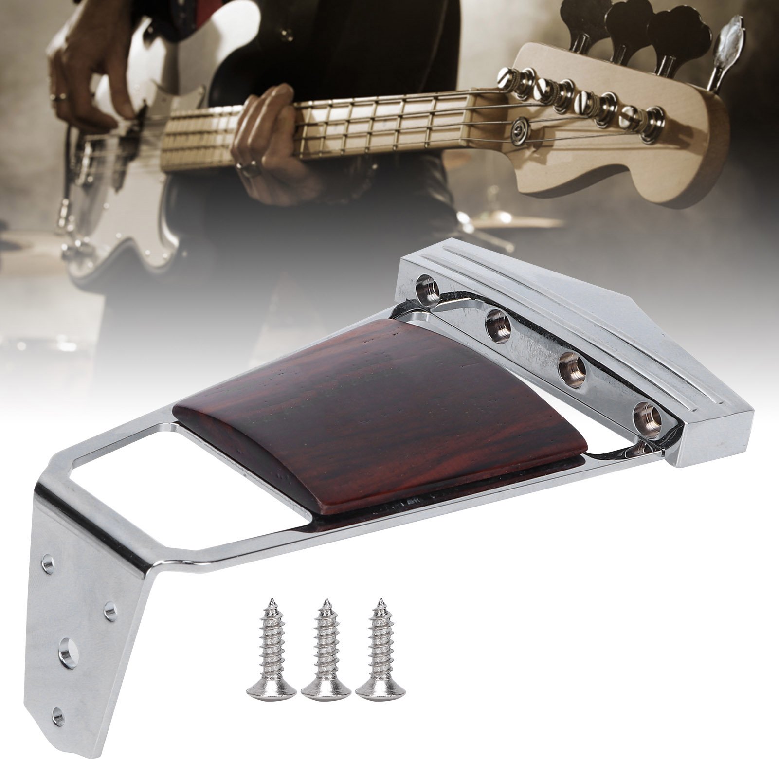 ESTINK Guitar Trapeze Tailpiece Metal Rosewood 4 String Bridge