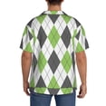 thumbnail image 3 of KLL Light green and black argyle Print Men's Shirt Short Sleeve Button Down Summer Cuba Beach Shirts-4X-Large, 3 of 5