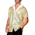 thumbnail image 5 of INSPIRE CHIC Sequins Shirts for Men's Camp Collar Short Sleeve Button Down Party Shiny Shirt XL Golden, 5 of 5