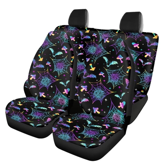Uourmeti Car Seat Covers Interior Breathable Car Front Seat Covers Polyester Full Set Easy Installation, Fit for Cars Truck Trucks, Dark Spider web