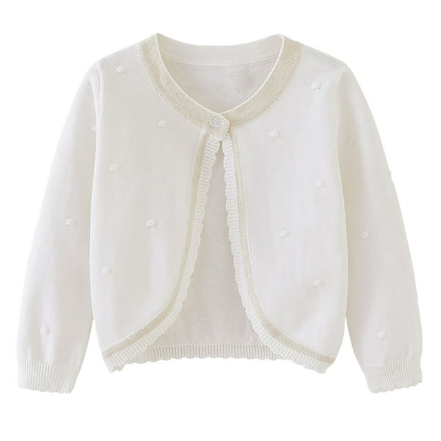 Besolor Toddler Baby Girls Cardigan Cute Long Sleeve Button Closure Shrugs Sweaters Knit Open Front Dress Cover Ups