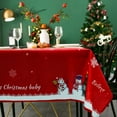 thumbnail image 5 of Virtumob Christmas Tablecloth Rectangle 60 x 120 inch Believe Snowman with American Flag Scarf in Pile of Gifts Winter Xmas Snowflake Decorative Holiday Tablecloth Red Oblong/Rectangle, 5 of 5