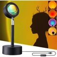 thumbnail image 1 of Sunset Projection Lamp, 4 Color Light Film Romantic Visual Mood Lighting Lamp, Modern Floor Rainbow Night Lights(usb Charging), 1 of 5