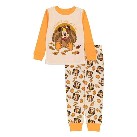 Conjunto de pijama Disney para niños Mickey Mouse CUTE TURKEY 4T, algodón