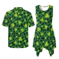thumbnail image 2 of Psesaysky St. Patrick's Day Couple Matching Sets Green Clover Leopard Print Dress & Beach Shirts for Men Festival Sleeveless Tunic Sun Dress Plus Size for Women Party Club, 2 of 7