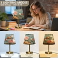 thumbnail image 3 of Modern Minimalist Cone Desk Lamp Antique Bronze Base & Linen Shade Bedside Table Lamp for Bedroom Living Room, Office, Dorm Vintage Roses and Peonies Medium, 3 of 7