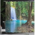 thumbnail image 4 of Ambesonne Aqua Shower Curtain, Asia Thailand Jungle Trees, 69"Wx70"L, Turquoise Green Brown, 4 of 5