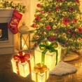 thumbnail image 5 of Zznnkj Set of 3 Christmas Lighted Gift Boxes Decorations Battery Operated, 60 Pre-Lit LED Lights Present Boxes with Bows for Outdoor Indoor Home Xmas Party Fireplace Decor (10"-8"-5"), 5 of 6