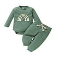 thumbnail image 1 of Newborn Baby Boy Girl Waffle Clothes Set Winter Long Sleeve Romper Tops and Pants Solid Outfits, 1 of 5