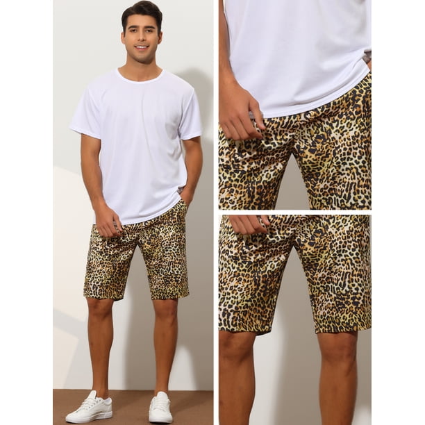 Unique Bargains Men's Animal Printed Shorts Regular Fit Summer