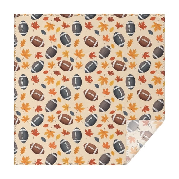 Football Leaf Beige Pattern Square Tablecloth, Waterproof Wipeable Spillproof Washable Table Cover for Home Kitchen Party and Daily Decor 60"x60"
