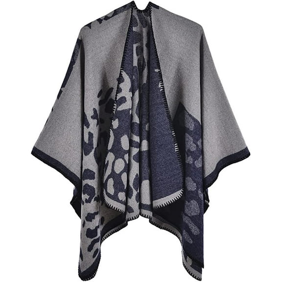 CoCopeaunt Women Leopard Shawl Wraps Winter Classic Poncho Sweater Cardigan Cape Open Front Long Coat Scarf