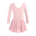 thumbnail image 2 of Girls Ballet Dance Dress Skirted Leotard Long Sleeve V-Neck Chiffon Skirt Pink Kids 3-15 Years,Size 14-15 T, 2 of 6