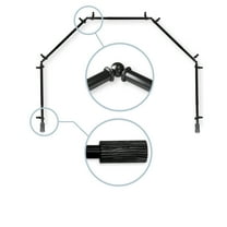 Domovina Oak 13/16" 5 Sided Bay Window Single Curtain Rod-Color:Black