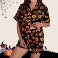 thumbnail image 2 of RMGVDSD Halloween Pajamas Set for Women 2 Piece Cute Pumpkin Print Short Sleeve Sleepwear Button Down Loungewear Holiday Party Pajama Shorts Sets, 2 of 7