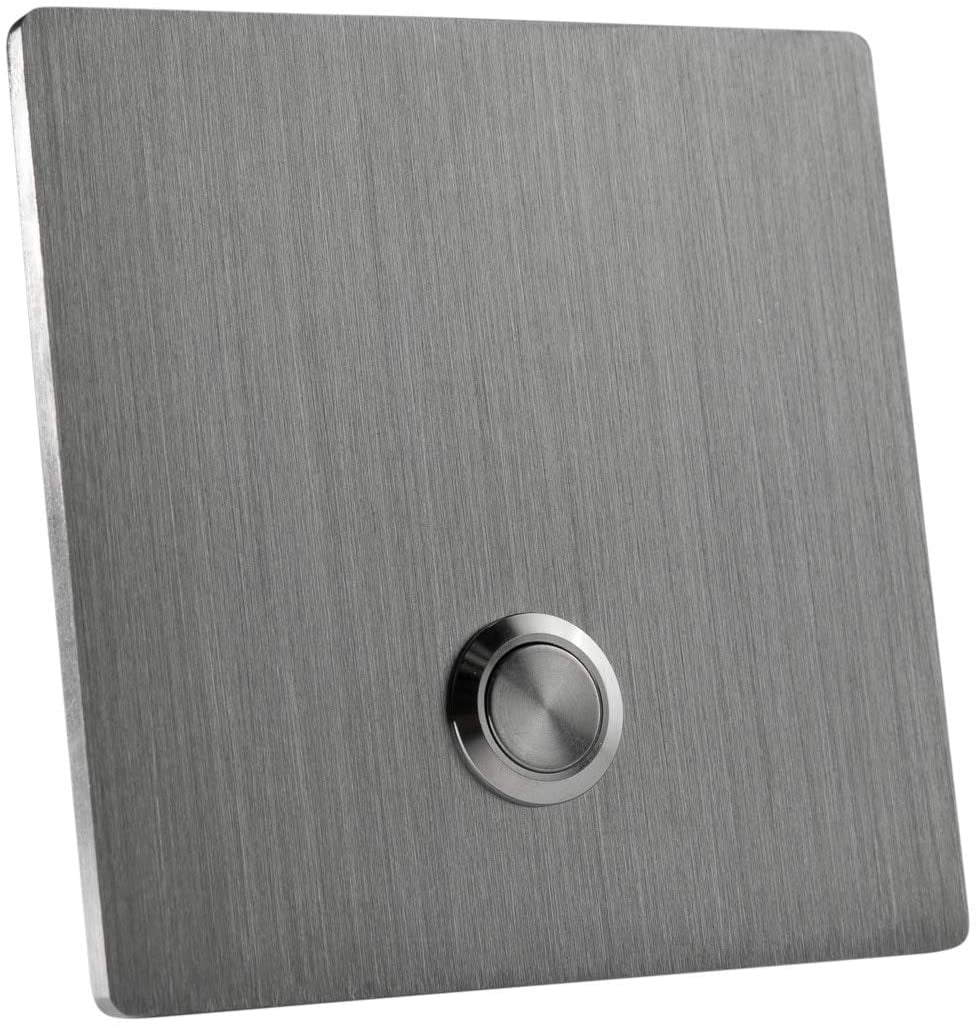 MSH Modern Stainless Hardware Model S1 Stainless Steel Doorbell Button in 304 Stainless Steel 3.54” x 3.54” x 5/32” (4mm Thick)