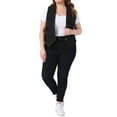 thumbnail image 2 of Agnes Orinda Plus Size Denim Vest for Women Lapel Sleeveless Casual Waistcoat Jean Vest Jacket 1X Black, 2 of 6