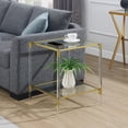 thumbnail image 3 of Royal Crest Two-Tier Acrylic Clear Glass Square End Table in Gold Chrome Finish, 3 of 5