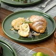 thumbnail image 4 of Ceramic Salad Plates Set - Porcelain 8 Inch Flat Dessert Appetizer Plate for Lunch Home Party Restaurant - Scratch Resistant Microwave Oven and Dishwasher Safe - Set of 6 (Green), 4 of 7