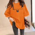 thumbnail image 2 of Women Short Sleeved Shirt Ladies Wear Knit T-Shirt Loose Large Short Sleeved Casual Tees, 2 of 4