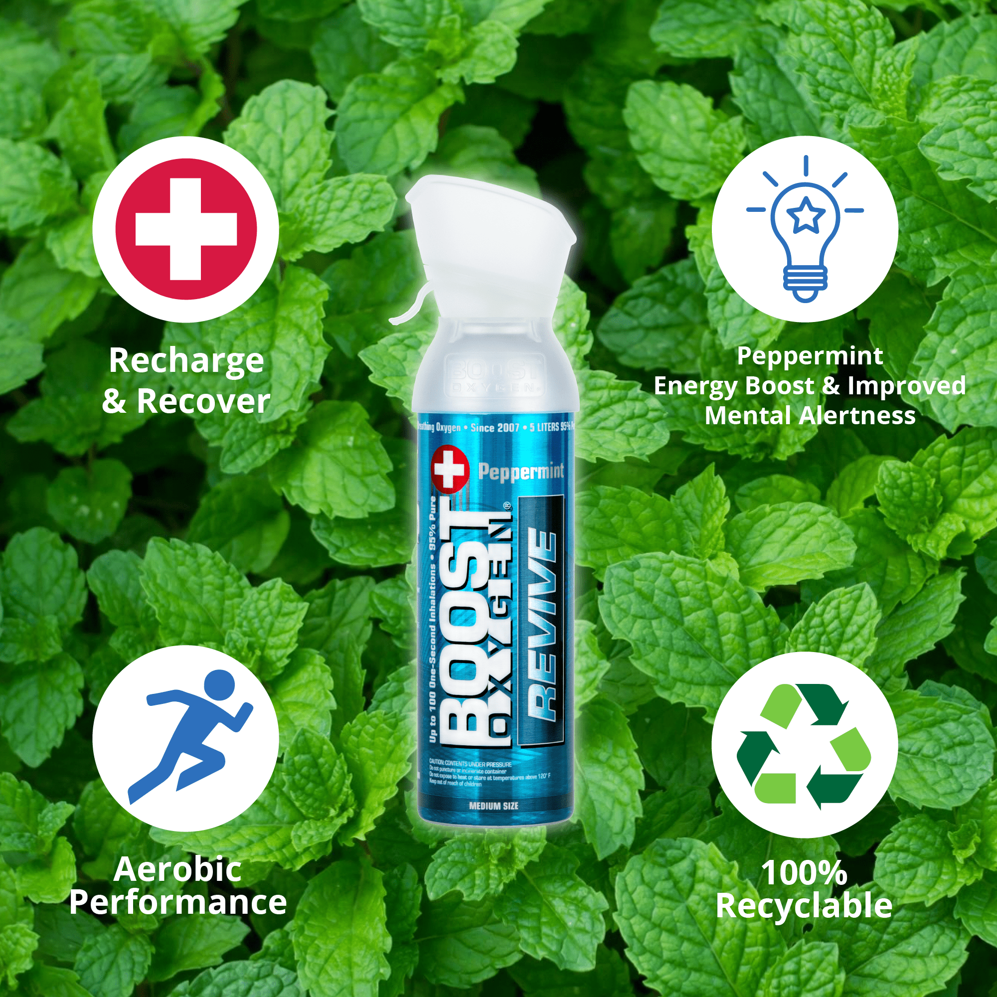 (2 pack) Boost Oxygen Portable Canned Oxygen, Peppermint, 5L
