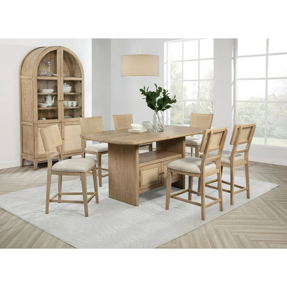 Kailani 7-piece Wood Counter Height Dining Set Beige Oak