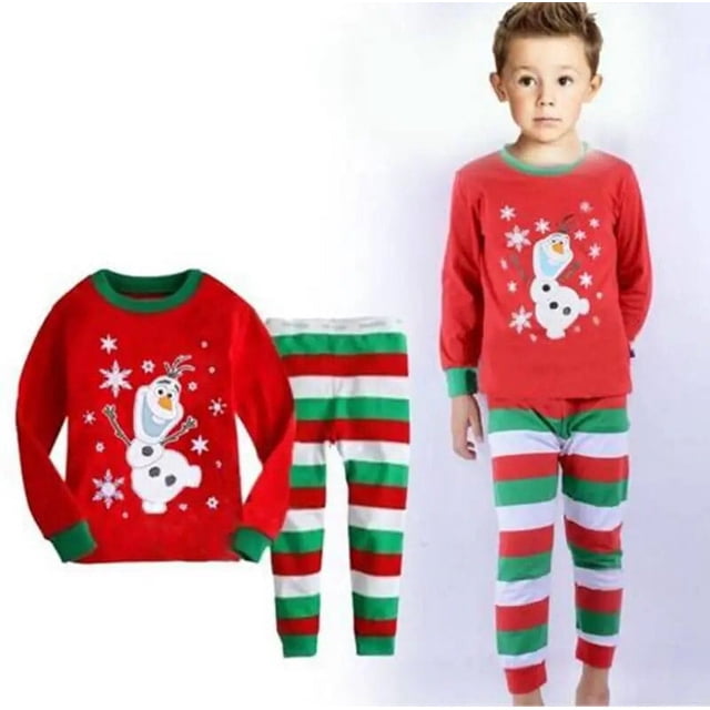 Conjunto de ropa de dormir para niños y niñas, conjunto de pijamas de dibujos animados, muñeco de nieve, Reno, Navidad, Papá Noel, novedad