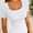 White, variant on Womens Tops Summer Square Neck Short Sleeve Shirts Ribbed Knit Slim Fitted Tshirt Casual Tees Clothing