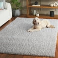 thumbnail image 3 of SAFAVIEH Lindsay Deborah Solid Polyester Shag Area Rug, Gray, 6'7" x 6'7" Square, 3 of 8