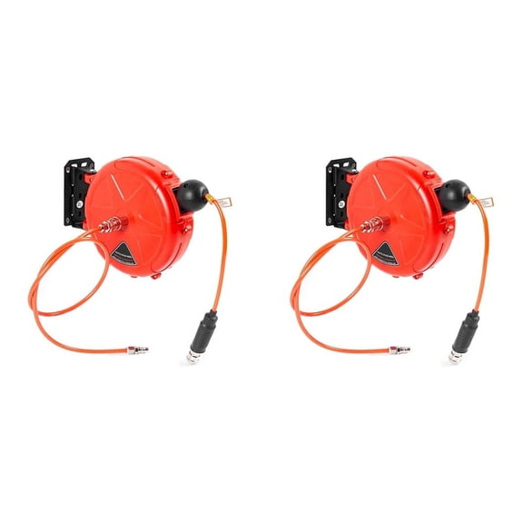 2X Retractable Air Hose Reel 10m Wall Mounted Automatic Rewind Air Hose Tool with Swivel Bracket Air Compressor Supplies