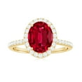 thumbnail image 4 of Rosec Jewels Womens Oval Ruby Halo Ring with Moissanite - 8X10 mm Lab Created Ruby, AAAA Grade, 14K Yellow Gold, US 6.00, 4 of 8