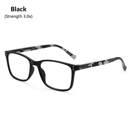Retro Anti Eyestrain Spring Hinge for Men and Women Readers Blue Light Blocking Computer Eyeglasses Reading Glasses BLACK STRENGTH 3.0X