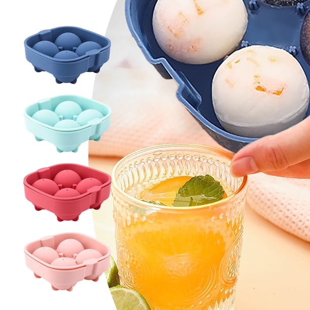 Xihbxyly Bandeja para Cubitos de Hielo de Whisky, Silicona de Grado Alimenticio, 4 Agujeros Grandes, Fácil de Desmoldar, Molde para Chocolate, Pasteles y Dulces, Apto para Refrigerador, 15,5 X 16,2 X