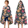 thumbnail image 3 of Pioneer Flower Floral Print Pattern Hooded Bath Towel，50"x30" for Ages 3 To 12 Kids, Quick Dry Lightweight Soft Microfiber Hood Beach Towel Cover Up for Kids, 3 of 7