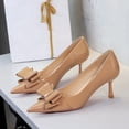 thumbnail image 2 of Women Pointed Toe Stiletto High Heels 6.5CM Bow Patent Leather Sexy Pumps Wedding Evening Party, 2 of 6