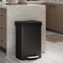 EuKer Large Garbage Can, 13.2 Gallon Garbage Pail with Soft-Close Lid and Rear Handle for Kitchen, Office, Black