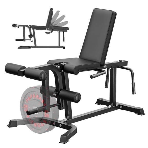 ROALW Leg Extension and Curl Machine, Adjustable Leg Machine, Seated Leg Extension and Lying Leg Curl Machine, Lower Body Workout Equipment for Home Gym, Compatible with 1'' and 2'' Weight Plates