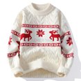 thumbnail image 5 of Suéter navideño familiar con estampado de renos, manga larga, cuello redondo, jersey navideño para vacaciones, jersey coreano, jersey para hombre, 5 of 5
