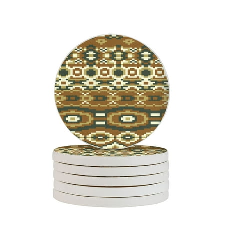 

Circular Drink Coasters Set Vintage Pattern Background Beautiful Home Decor Diatomite Heat-Resistant Diatomite Protect Table Countertop