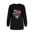 thumbnail image 3 of Sweatshirt for Women With Zipper Fall Winter Comfy Crew Neck Long Sleeve Batwing Off the Shoulder Mushroom Print Leisure Cotton Hoodie Sweatshirt(Black,XL), 3 of 6