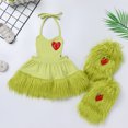 thumbnail image 3 of IWEMEK Girl Outfit Stylish Chic Elf Baby Costume Hanging Neck Strap Dress with Furry Hem Gloves Heart Bodysuit 6M-6T, 3 of 7